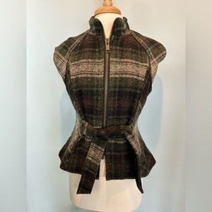 CABI All Tied Up Wool Blend Tweed Vest plaid Size Medium